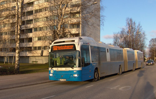 ”Superbussi”, 2-nivelinen dieselbussi teestikäytössä Jokerilinjalla 2008.