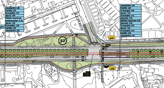 An example of a street area plan for the Turku tramway. 