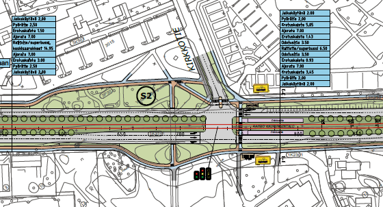 Katualueen suunnitelma Turun raitiotieltä.