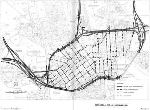 Motorway plan for the core city of Helsnki.