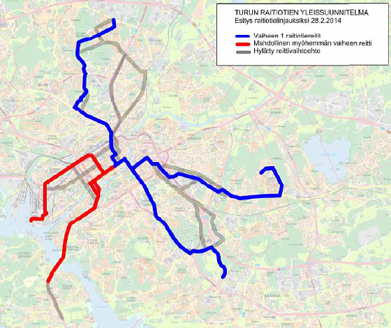 Turun yleissuunnitelma raitiotie 2015