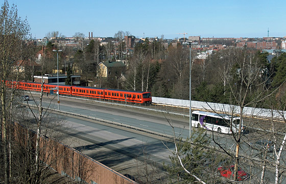 Helsinki metro train in Kulosaari.