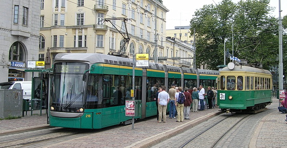 Two generations of tram history in Helsinki.